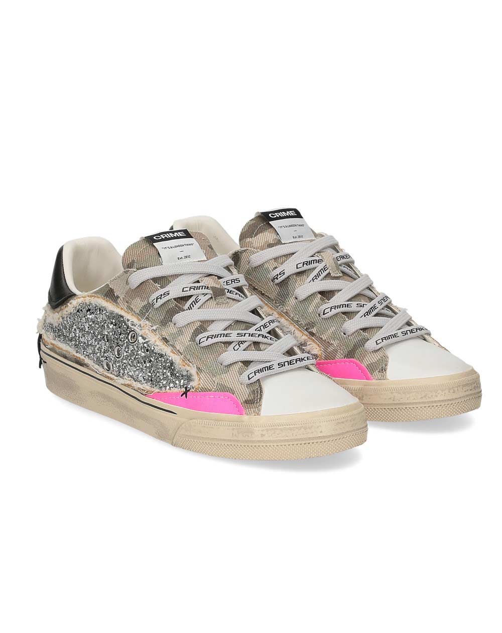 CRIME LONDON Sneakers Crime London donna Deconstructed glitter argento 29073PP8 68 DISTRESSED 