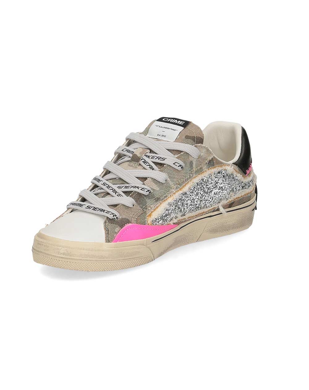 CRIME LONDON Sneakers Crime London donna Deconstructed glitter argento 29073PP8 68 DISTRESSED 