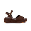 Sandalo frau donna 04b2 velour cacao pelle