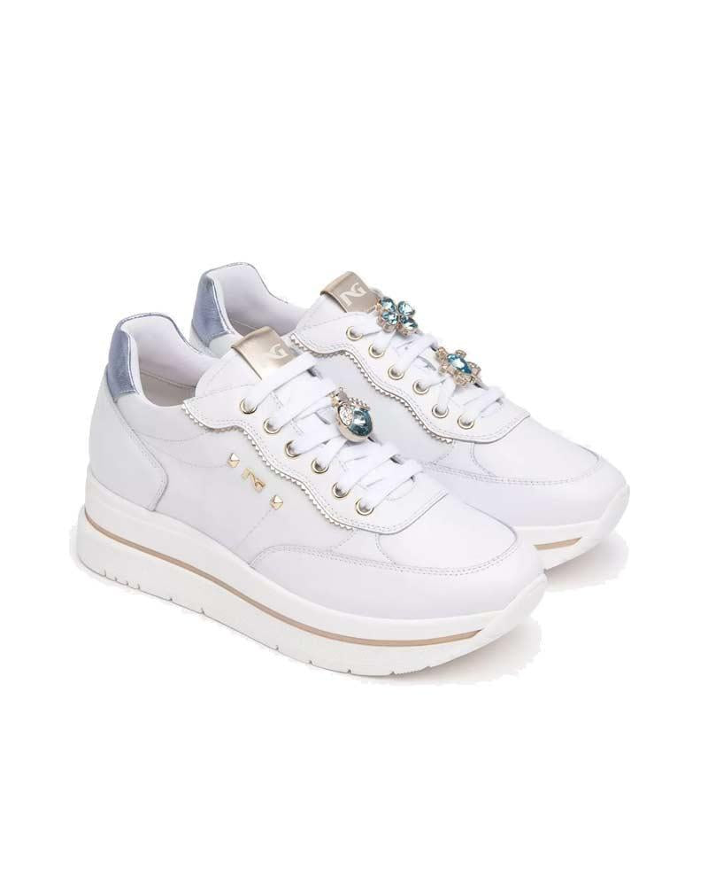 NEROGIARDINI Sneakers NeroGiardini donna E512907D bianche<BR/> E512907D 707 SKIPPER BIANCO 