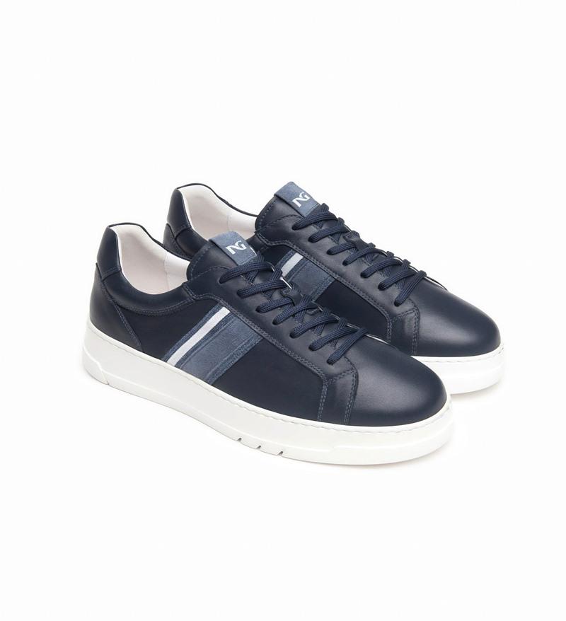 NEROGIARDINI Sneakers nerogiardini uomo e500721u pelle avio P25 E500722U 200 SAVAUGE BLU 