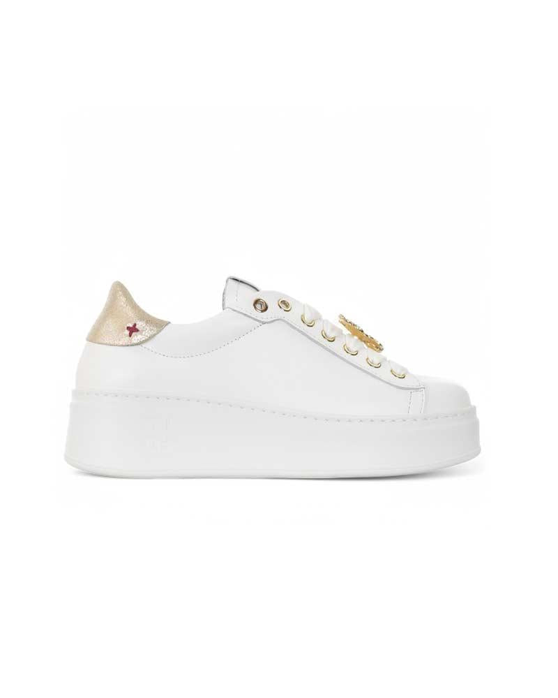 GIO+ Sneakers Gio+ donna PIA304C bianche e platino<BR/> PIA304C COMBI WHITE/PLATINO 