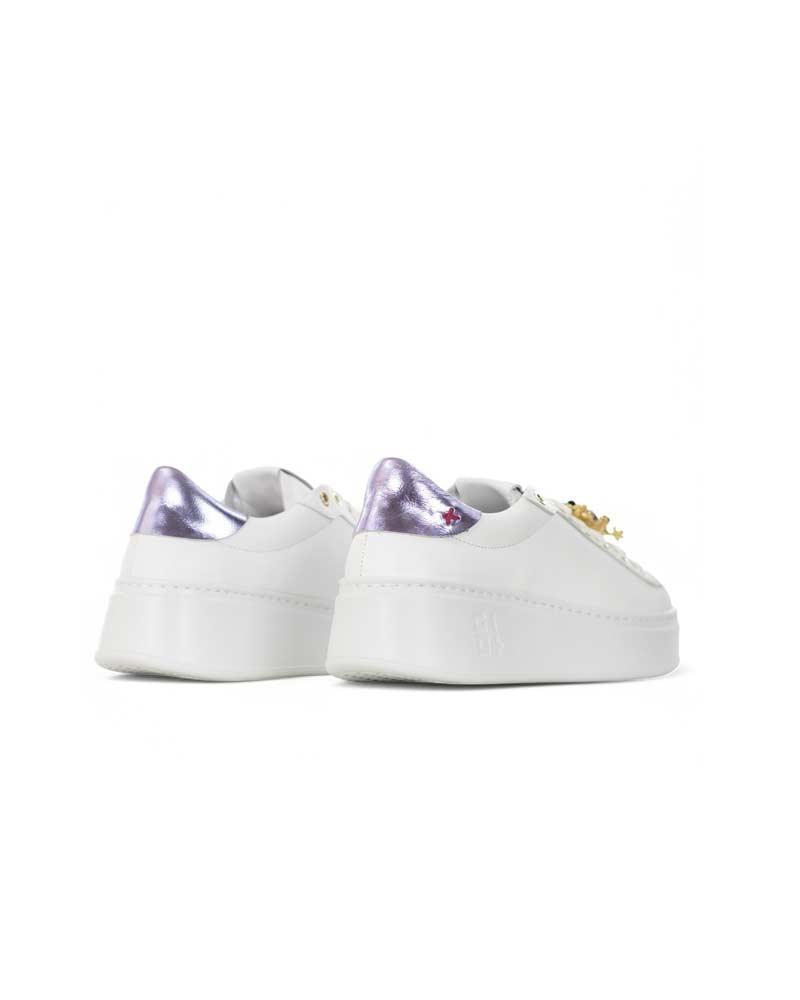 GIO+ Sneakers Gio+ donna PIA306A bianche e lilla<BR/> PIA306A COMBI WHITE/LILLA 