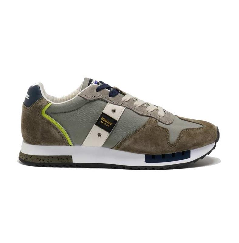 BLAUER Sneakers Blauer uomo S5QUEENS01 MES verde militare<BR/> S5QUEENS01/NUB NUBUK MILITARY/GREY 