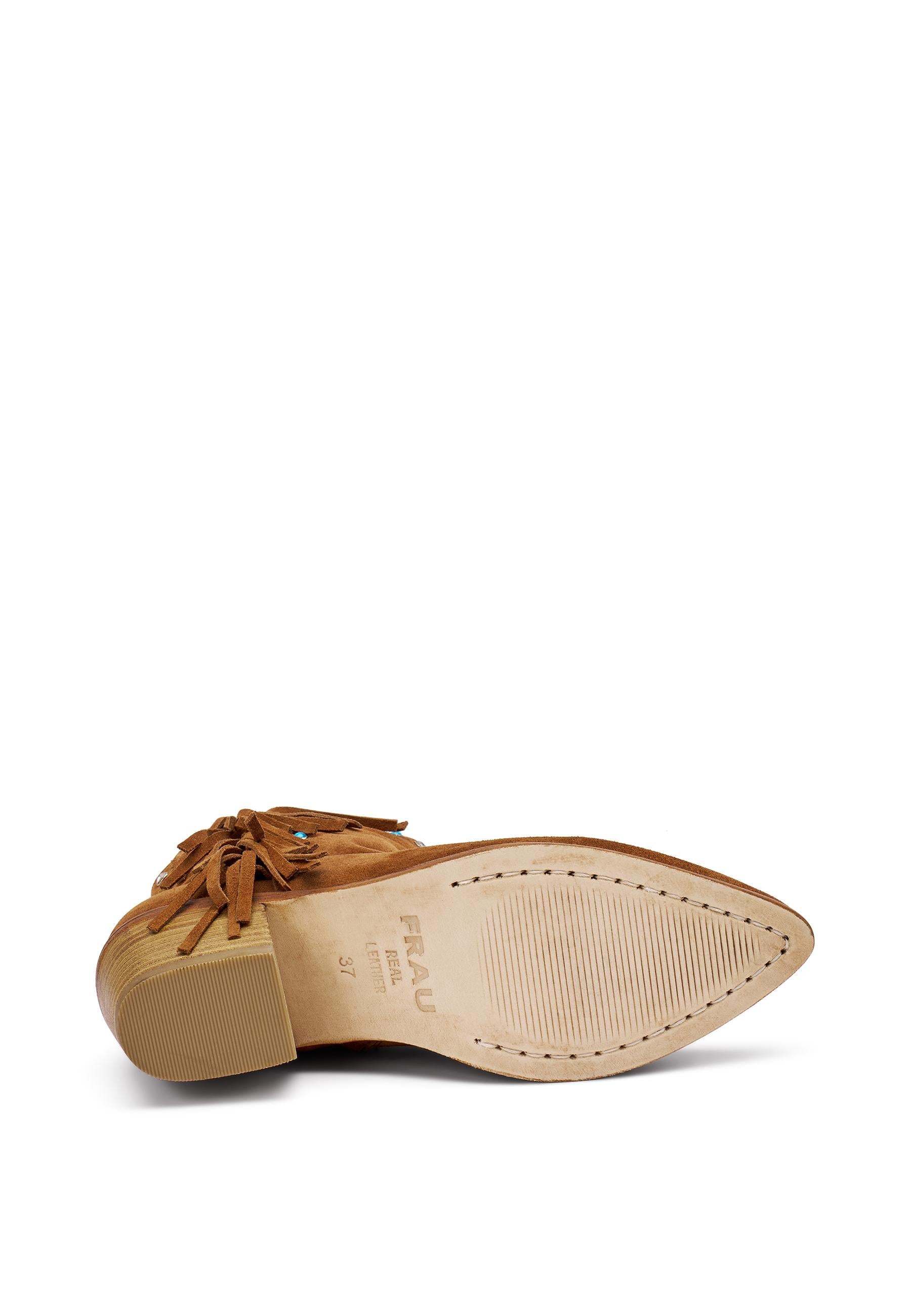 FRAU Texano frau donna 07b5 velour cannella con frange 07B5 VELOUR CANNELLA 