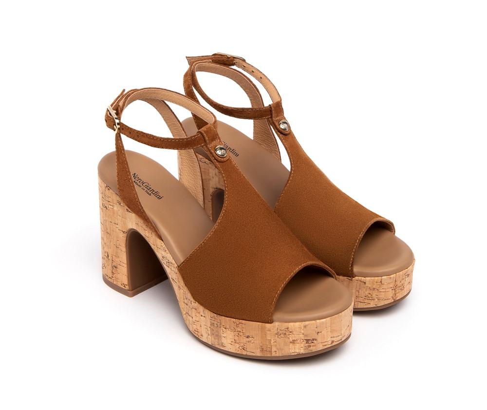 NEROGIARDINI Sandali NeroGiardini donna Genza E307671D tabacco E307671D 326 VELOUR TABACCO 