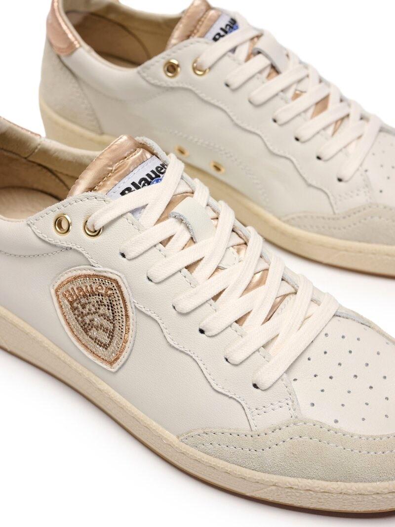 BLAUER Sneakers blauer donna olympia11 div white pe25 S5OLYMPIA11/DIV LEATHER/SUEDE WHITE/NUDE 