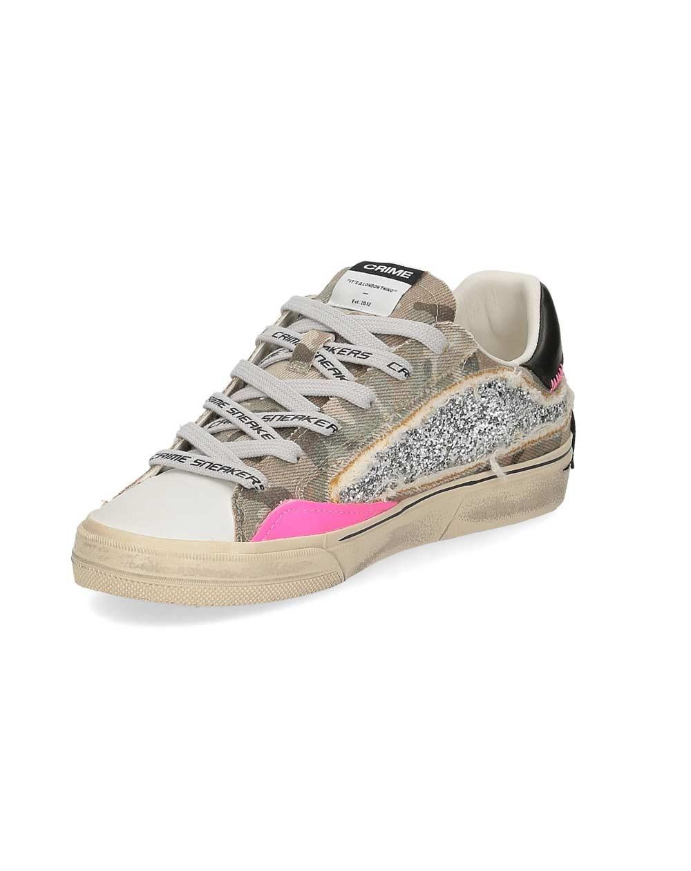 CRIME LONDON Sneakers Crime London donna Deconstructed glitter argento 29073PP8 68 DISTRESSED 