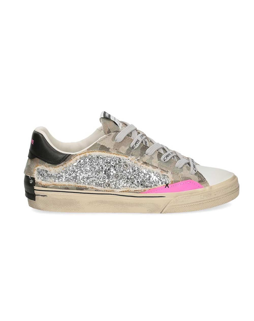 CRIME LONDON Sneakers Crime London donna Deconstructed glitter argento 29073PP8 68 DISTRESSED 