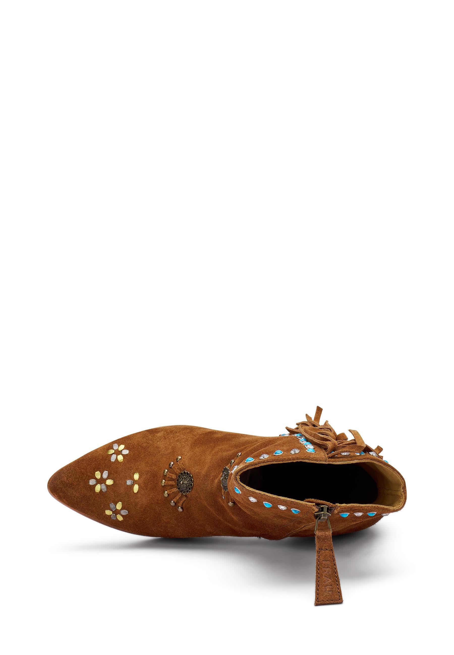 FRAU Texano frau donna 07b5 velour cannella con frange 07B5 VELOUR CANNELLA 