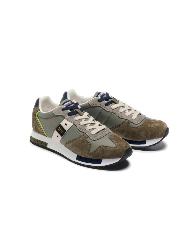 BLAUER Sneakers Blauer uomo S5QUEENS01 MES verde militare<BR/> S5QUEENS01/NUB NUBUK MILITARY/GREY 