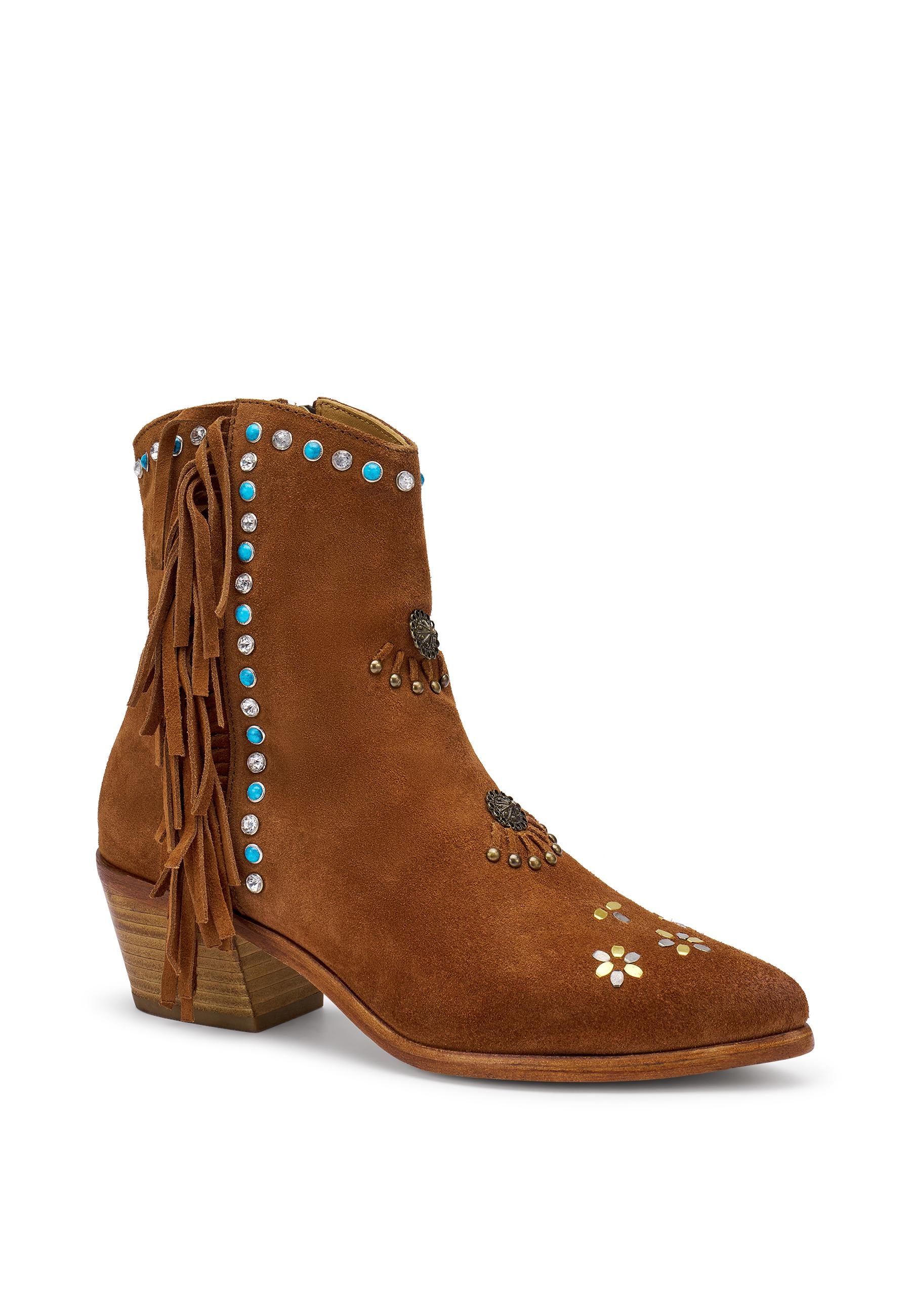 FRAU Texano frau donna 07b5 velour cannella con frange 07B5 VELOUR CANNELLA 