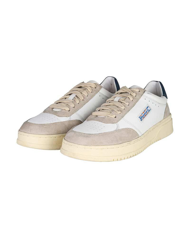 SHOOTERS Sneakers Shooters uomo S5584 bianche<BR/> S5584-02 CALF SILVER-BLUE 