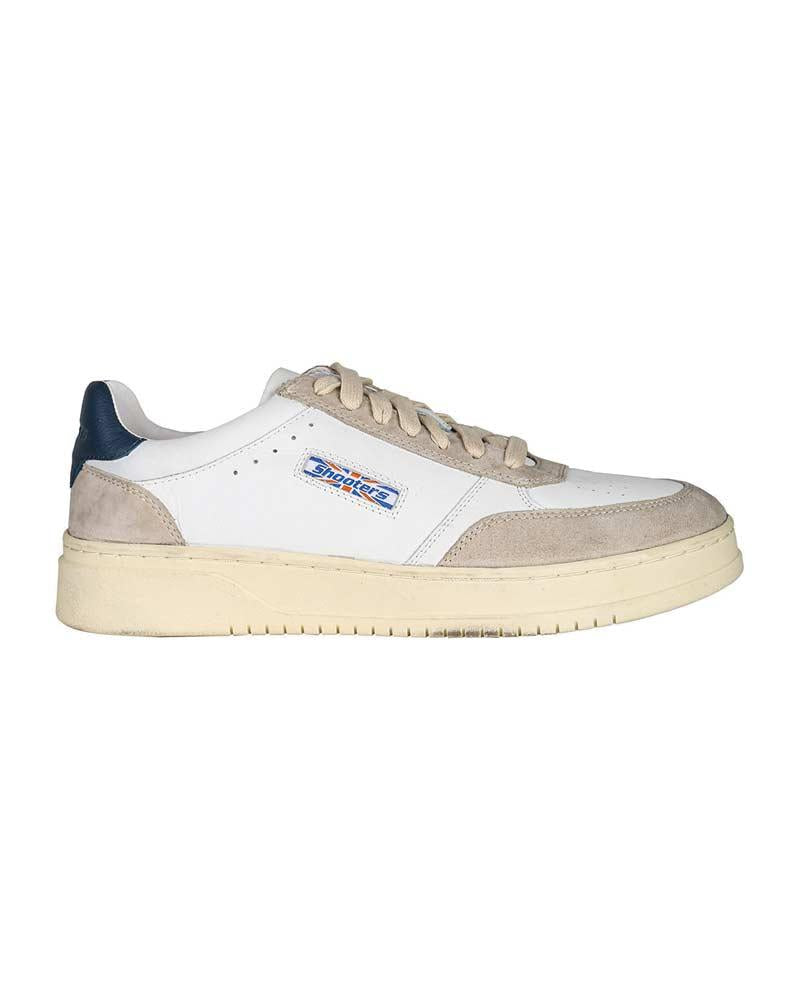 SHOOTERS Sneakers Shooters uomo S5584 bianche<BR/> S5584-02 CALF SILVER-BLUE 