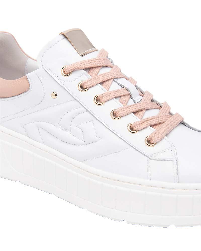 NEROGIARDINI Sneakers NeroGiardini donna pelle e materiale tecnico logo rilievo<BR/> E513090D 707 SKIPPER BIANCO 