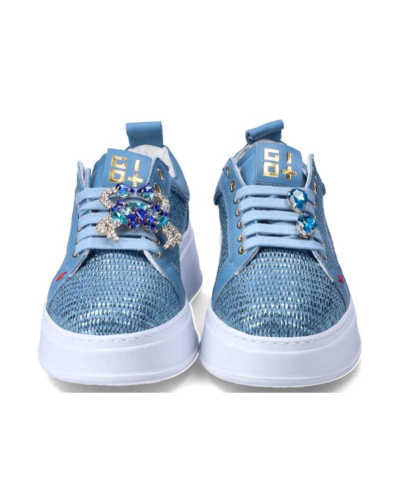 GIO+ Sneakers Gio+ donna PIA350B celesti PIA350B COMBI RAFFIA JEANS 