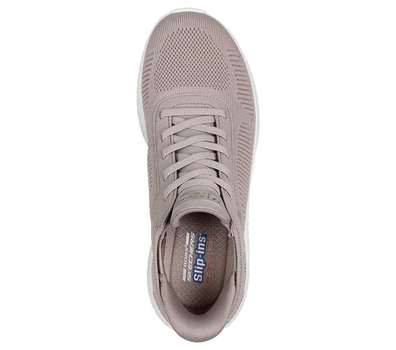 SKECHERS Sneakers Skechers donna 117497TPE bobs slip ins sport squad taupe pe25 117497 TPE BOBS SQUAD SLIP INS 