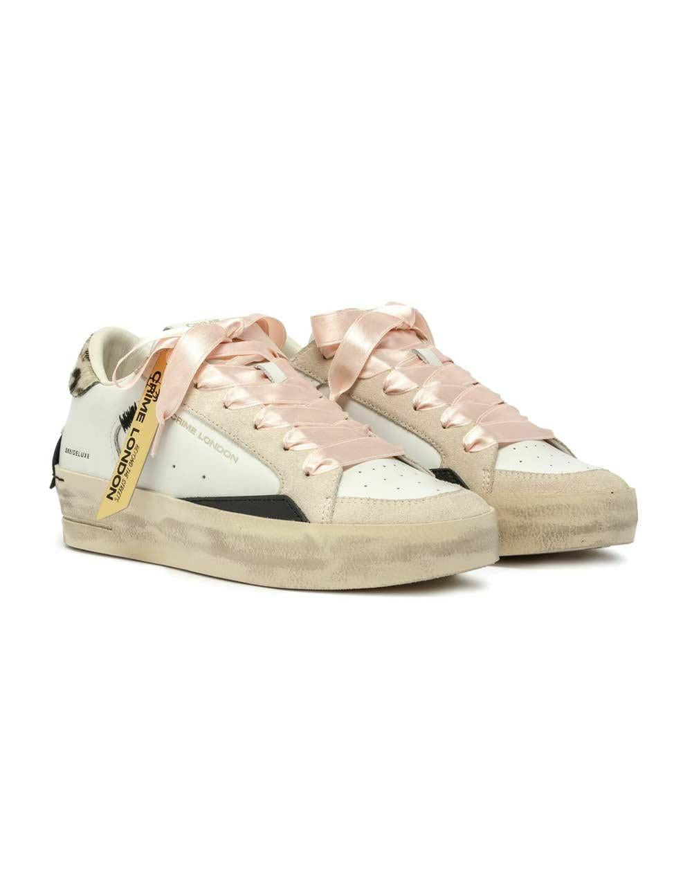 CRIME LONDON Sneakers Crime London donna SK8 Deluxe wedge  bianca rosa 25191AA8B 10 SK8  DELUXE WEDGE 