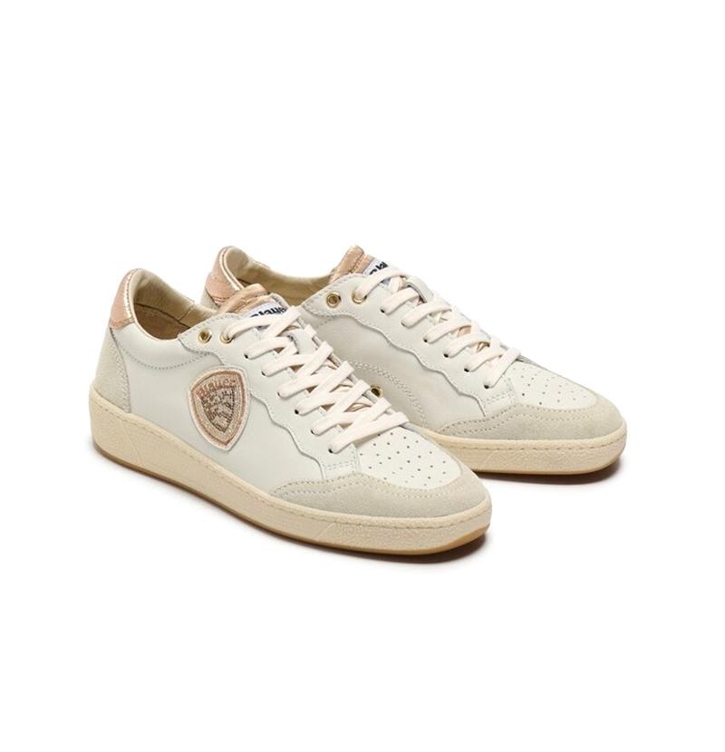 BLAUER Sneakers blauer donna olympia11 div white pe25 S5OLYMPIA11/DIV LEATHER/SUEDE WHITE/NUDE 