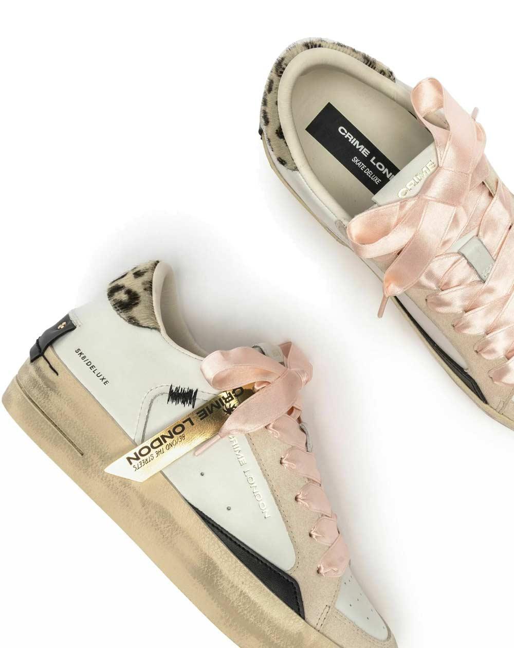 CRIME LONDON Sneakers Crime London donna SK8 Deluxe wedge  bianca rosa 25191AA8B 10 SK8  DELUXE WEDGE 