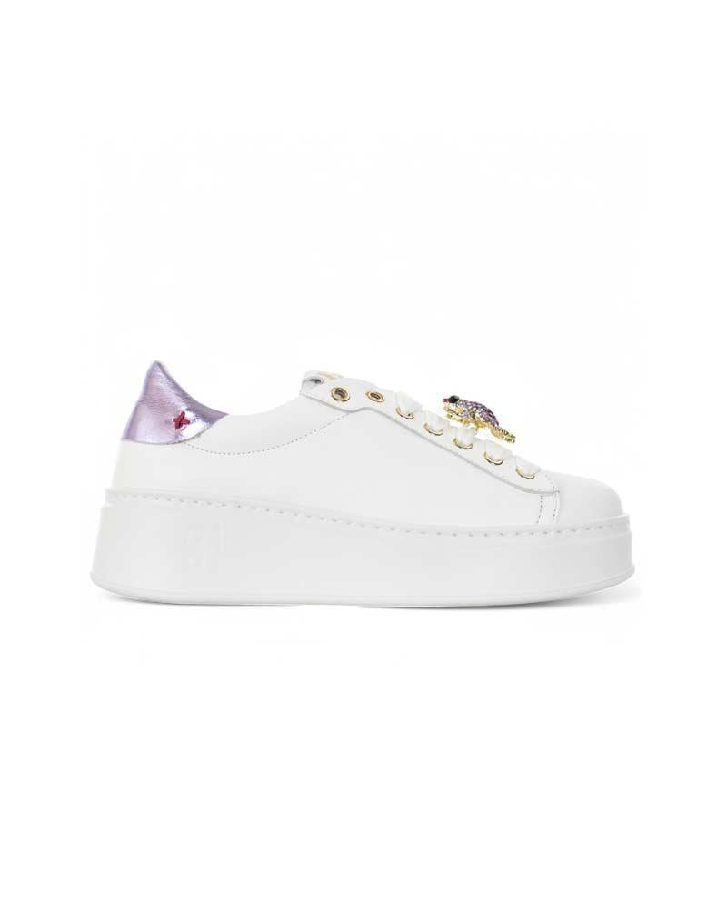 GIO+ Sneakers Gio+ donna PIA306A bianche e lilla<BR/> PIA306A COMBI WHITE/LILLA 