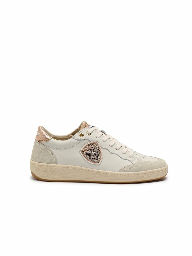 BLAUER Sneakers blauer donna olympia11 div white pe25 S5OLYMPIA11/DIV LEATHER/SUEDE WHITE/NUDE 