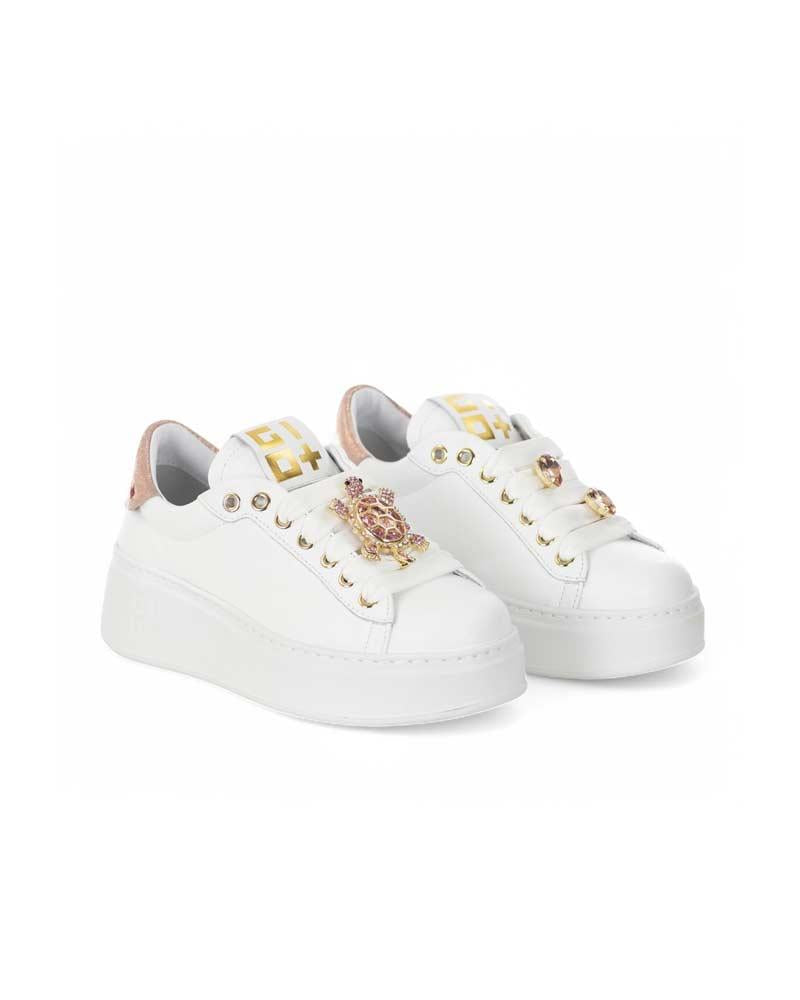 GIO+ Sneakers Gio+ donna PIA322A bianche e rame<BR/> PIA322A COMBI WHITE TARTA 