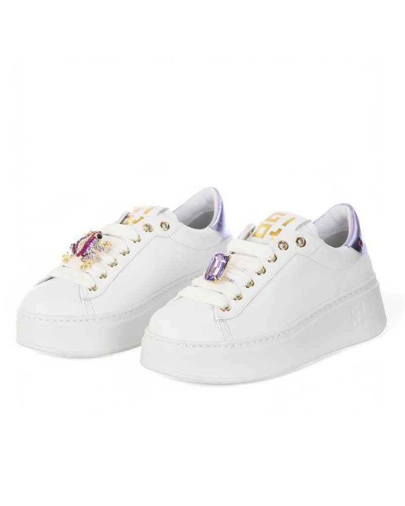 GIO+ Sneakers Gio+ donna PIA306A bianche e lilla<BR/> PIA306A COMBI WHITE/LILLA 