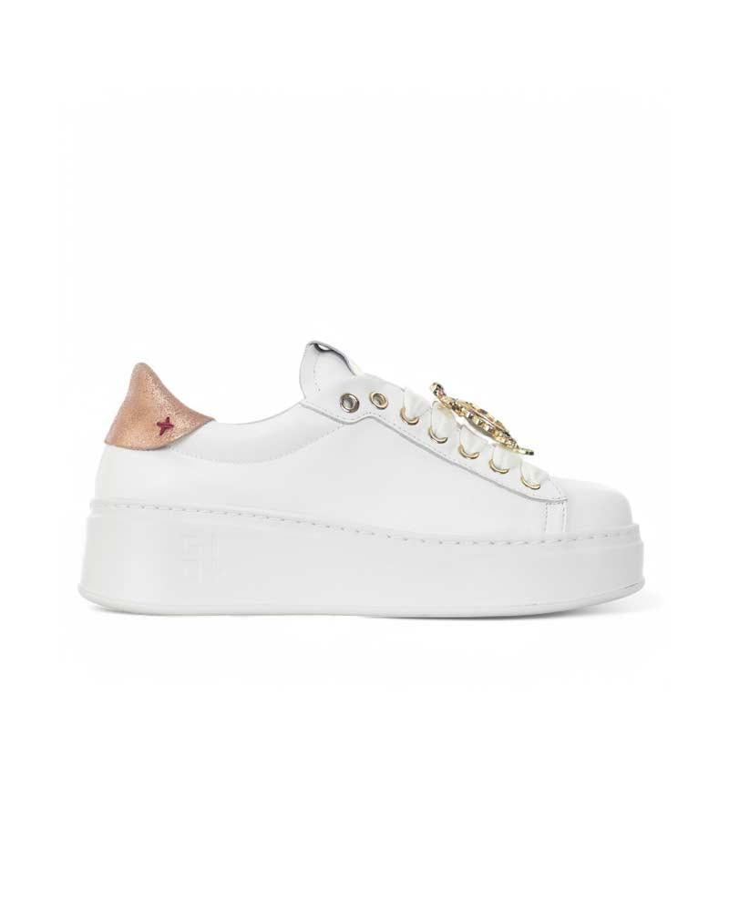 GIO+ Sneakers Gio+ donna PIA322A bianche e rame<BR/> PIA322A COMBI WHITE TARTA 