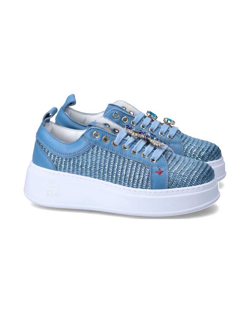 GIO+ Sneakers Gio+ donna PIA350B celesti PIA350B COMBI RAFFIA JEANS 