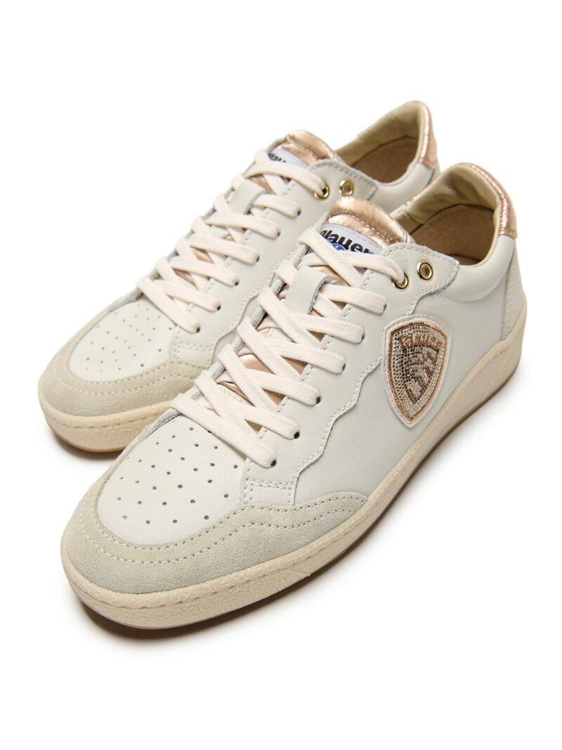 BLAUER Sneakers blauer donna olympia11 div white pe25 S5OLYMPIA11/DIV LEATHER/SUEDE WHITE/NUDE 