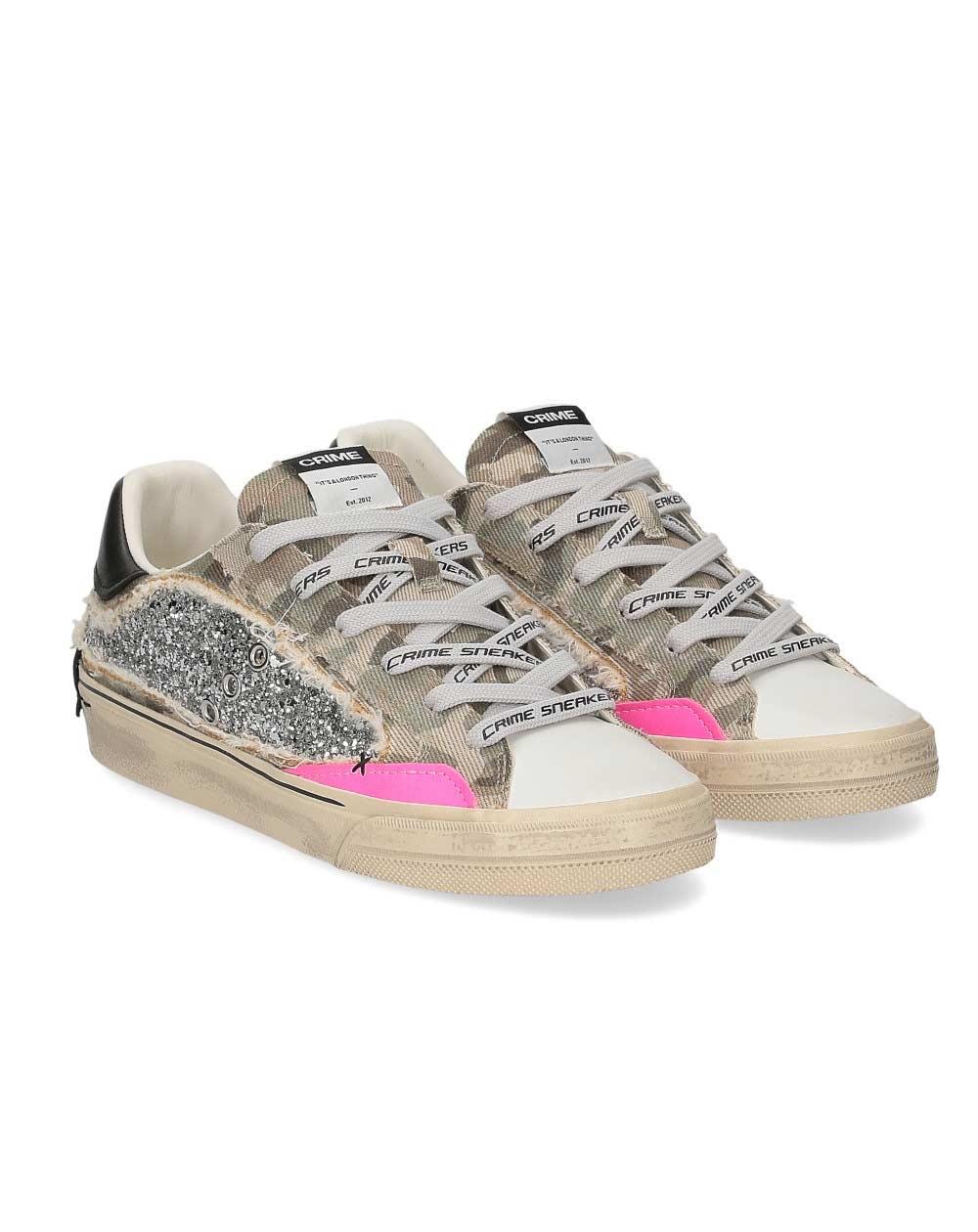 CRIME LONDON Sneakers Crime London donna Deconstructed glitter argento 29073PP8 68 DISTRESSED 